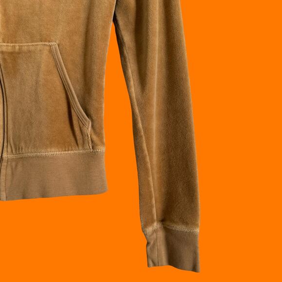 00's vintage tan velour y2k track jacket Petite XS juicy couture - Picture 5 of 8